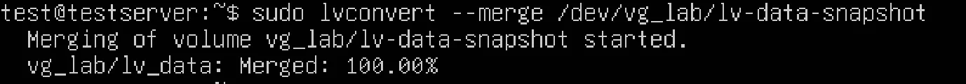 lvconvert –mergeの実行結果