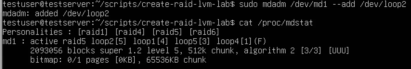 mdadm –addでディスクを追加