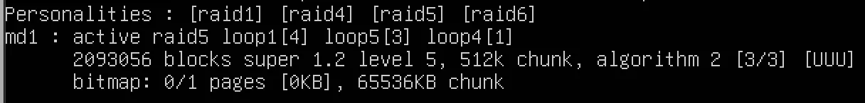 構成済みRAID5の/proc/mdstat
